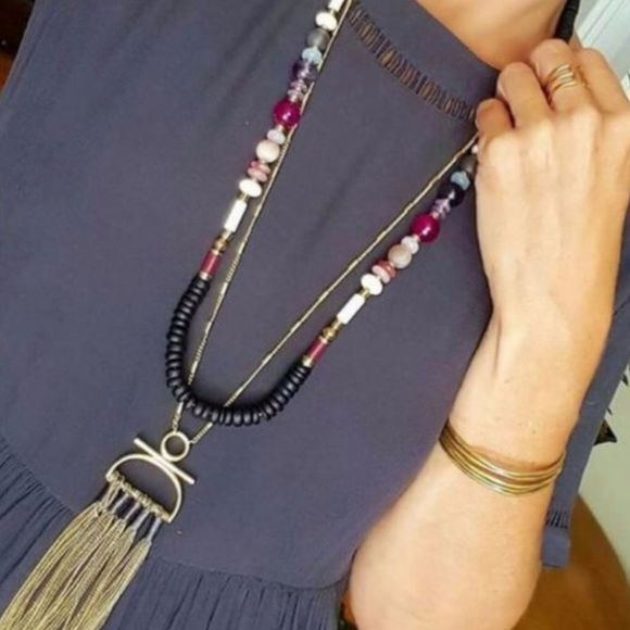 Stella & Dot ~ Genevieve beaded tassel necklace ~ versatile - Picture 11 of 15